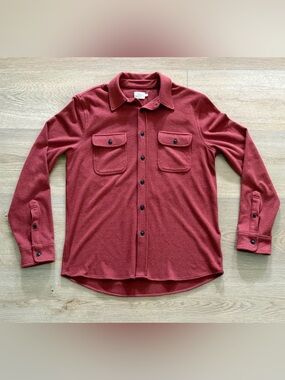 Faherty Legend Sweater Shirt Mens M Brick Red Stretch Knit Button Up